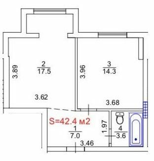 1-комнатная 42.4 м² в ЖК Новая Дания от 14 500 грн/м², с. Софиевская Борщаговка