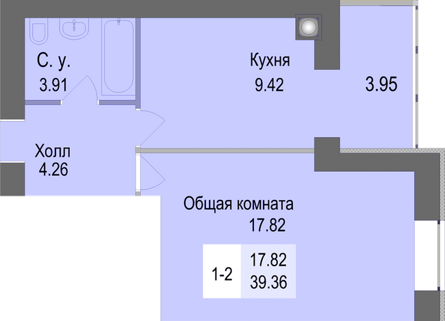 1-комнатная 39.36 м² в ЖК Софиевская сфера от 21 000 грн/м², с. Софиевская Борщаговка