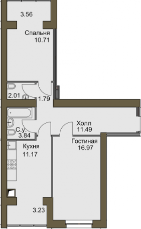 2-кімнатна 64.77 м² в ЖК Софіївський квартал від 19 500 грн/м², с. Софіївська Борщагівка