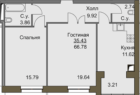 2-кімнатна 66.78 м² в ЖК Софіївський квартал від 19 500 грн/м², с. Софіївська Борщагівка