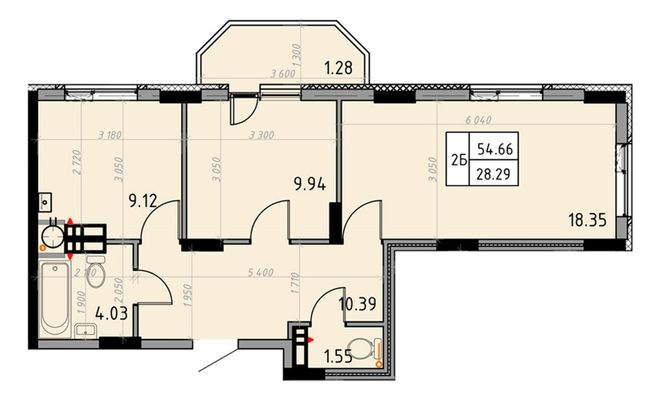 2-кімнатна 54.66 м² в ЖК Весна від 20 100 грн/м², м. Бориспіль