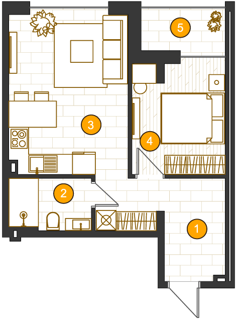 1-кімнатна 45.06 м² в ЖК Royal Residence від 35 750 грн/м², Харків