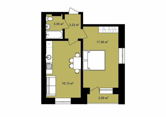 1-комнатная 42.81 м² в ЖК Urban City от 13 350 грн/м², Харьков