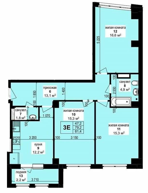 3-комнатная 81.4 м² в ЖК Манхэттен от 21 600 грн/м², Харьков