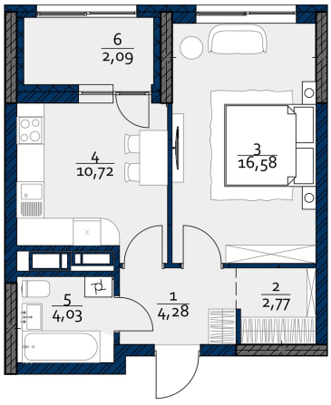 1-комнатная 40.47 м² в ЖК POLARIS Home&Plaza от 44 190 грн/м², Киев