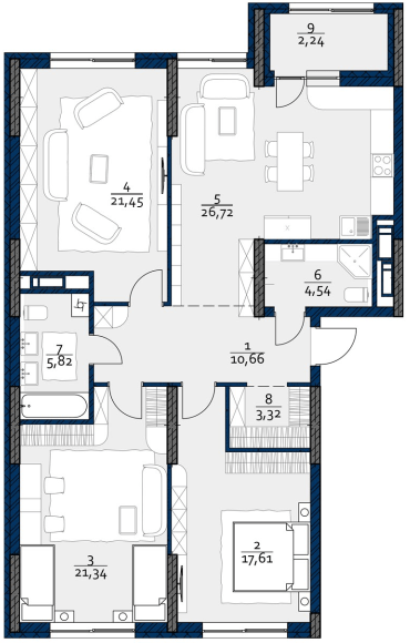 3-кімнатна 113.7 м² в ЖК POLARIS Home&Plaza від 33 399 грн/м², Київ