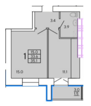 1-кімнатна 35.1 м² в ЖК Сонячний квартал 4 від 26 000 грн/м², Харків