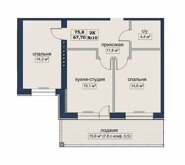 2-комнатная 75.8 м² в ЖК София от 23 700 грн/м², Харьков