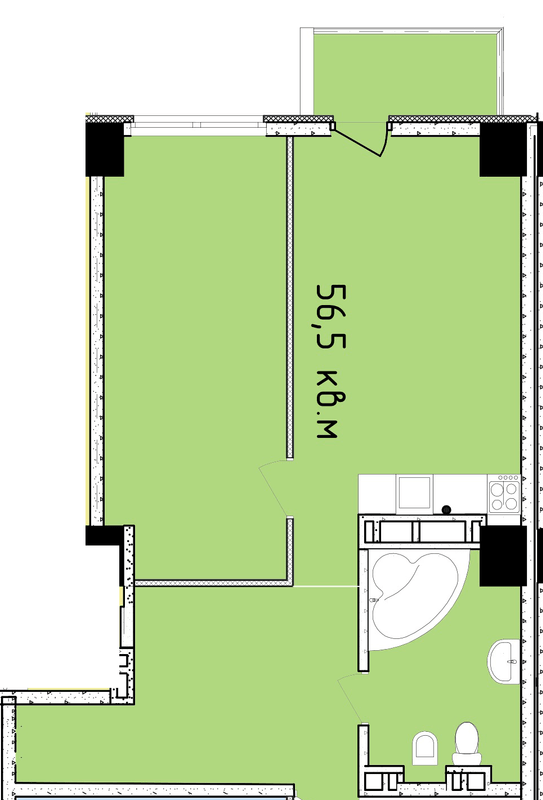 1-комнатная 56.5 м² в ЖК Баку от 32 200 грн/м², Днепр