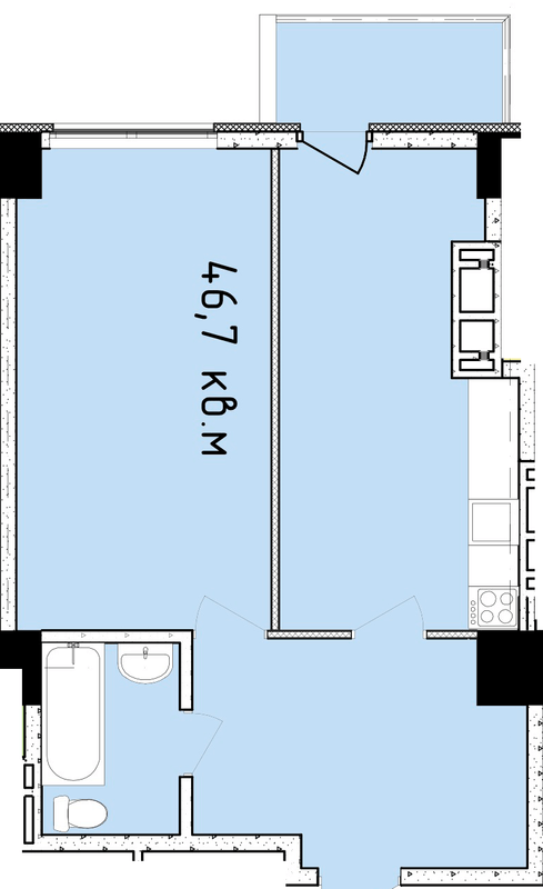 1-комнатная 46.7 м² в ЖК Баку от 32 200 грн/м², Днепр