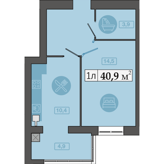 1-комнатная 40.9 м² в ЖК Счастливый в Днепре от 20 300 грн/м², Днепр