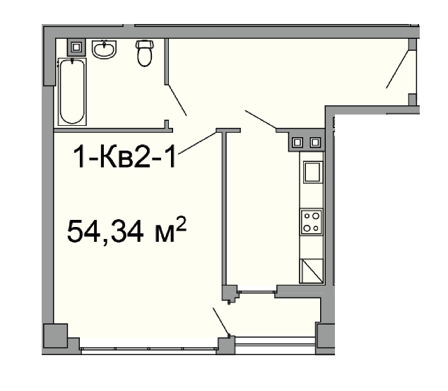 1-кімнатна 54.34 м² в ЖК Троїцький від 46 100 грн/м², Дніпро