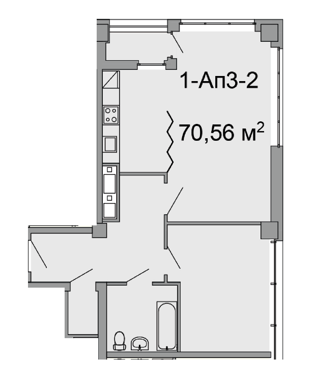 2-кімнатна 70.56 м² в ЖК Троїцький від 43 250 грн/м², Дніпро