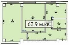 2-кімнатна 62.9 м² в ЖК Усадьба від 18 750 грн/м², Дніпро