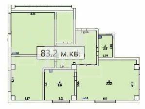 3-кімнатна 83.2 м² в ЖК Усадьба від 16 000 грн/м², Дніпро