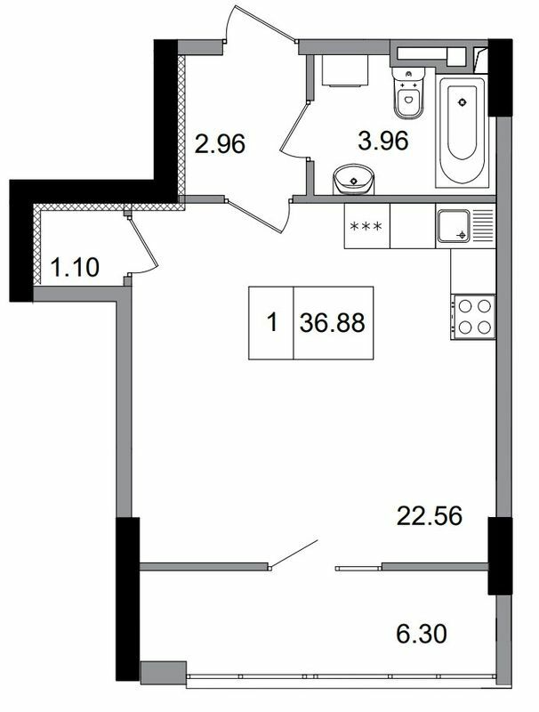 1-комнатная 36.88 м² в ЖГ ARTVILLE от 18 200 грн/м², пгт Авангард