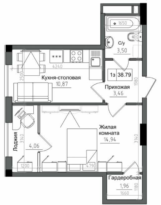 1-комнатная 38.79 м² в ЖГ ARTVILLE от 22 900 грн/м², пгт Авангард