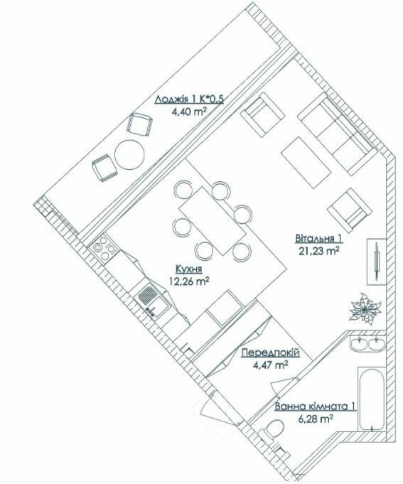 1-комнатная 48.64 м² в ЖК KANDINSKY Odessa Residence от 70 097 грн/м², Одесса