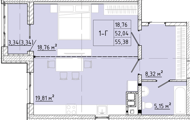 1-комнатная 55.38 м² в ЖК Modern от 24 150 грн/м², Одесса