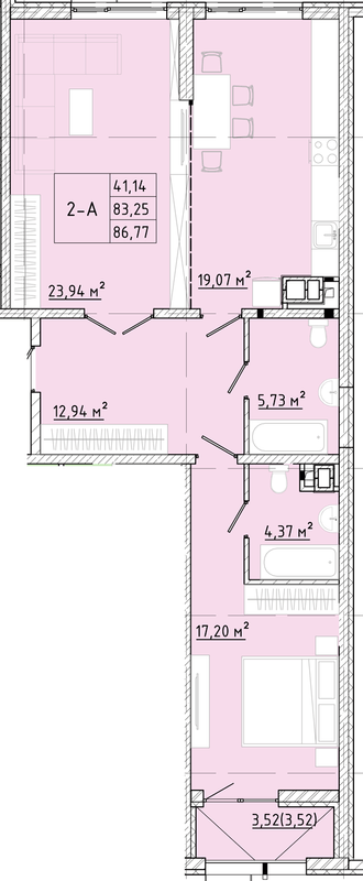 2-комнатная 86.77 м² в ЖК Modern от 24 150 грн/м², Одесса