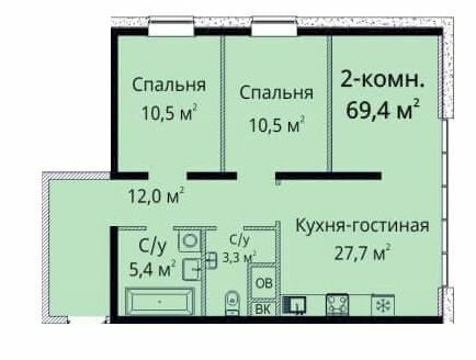 2-комнатная 69.4 м² в ЖК Sea View от 29 950 грн/м², Одесса