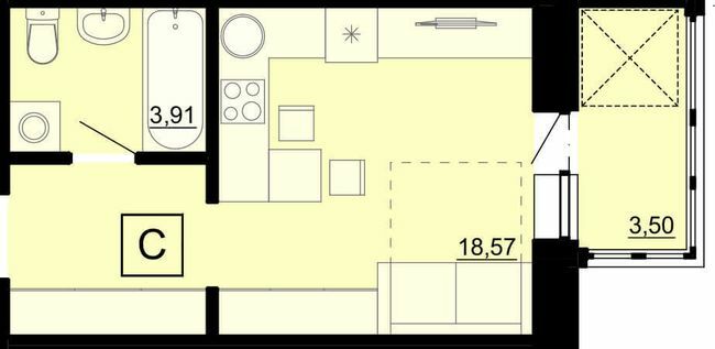 1-кімнатна 25.46 м² в ЖК Акварель-4 від 22 050 грн/м², Одеса