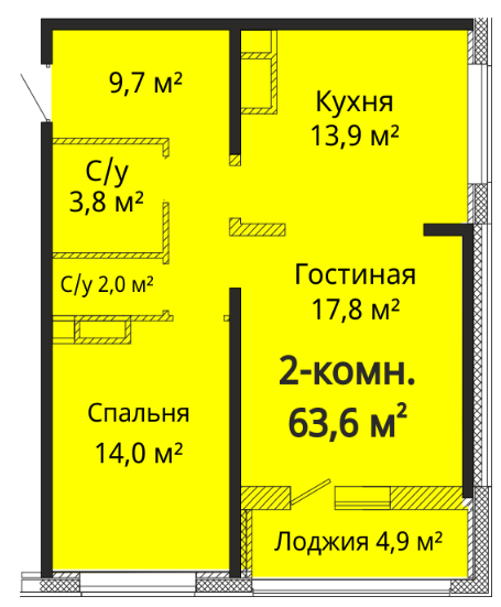 2-комнатная 63.6 м² в ЖК Альтаир 3 от 24 700 грн/м², Одесса