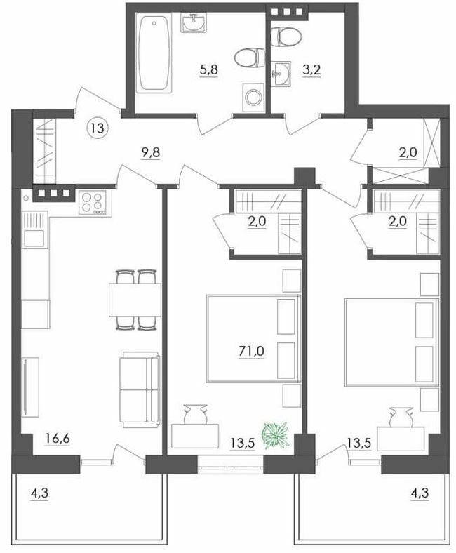 2-комнатная 71 м² в ЖК Дом на Мещанской от 36 050 грн/м², Одесса