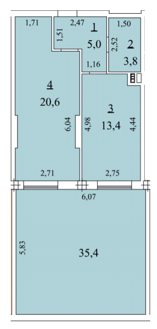 1-кімнатна 42.8 м² в ЖК Лотос Холл від 28 400 грн/м², Одеса