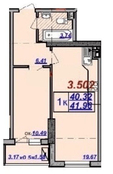 1-комнатная 41.96 м² в ЖК Милос от 29 650 грн/м², Одесса