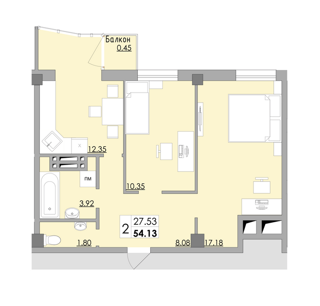 2-кімнатна 54.13 м² в ЖК Місто Мрій від 15 600 грн/м², Одеса