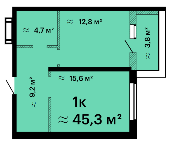 1-кімнатна 45.3 м² в ЖК Оскар від 31 600 грн/м², Одеса