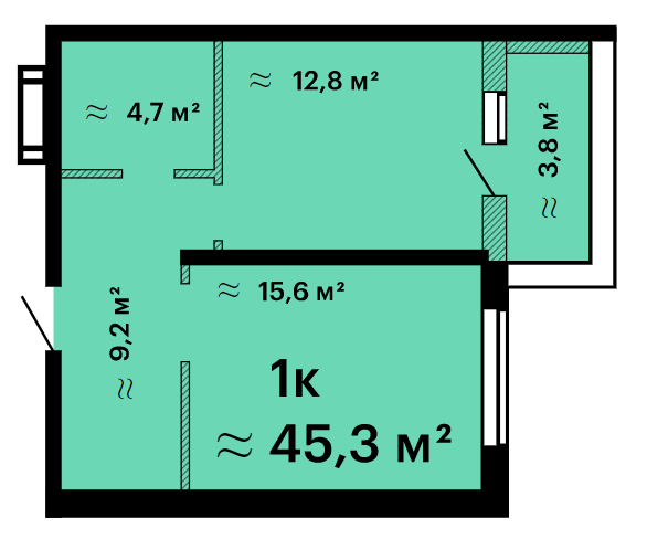 1-комнатная 45.3 м² в ЖК Оскар от 31 600 грн/м², Одесса