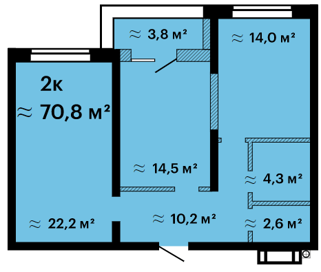 2-кімнатна 70.8 м² в ЖК Оскар від 34 650 грн/м², Одеса