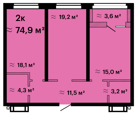 2-кімнатна 74.9 м² в ЖК Оскар від 34 650 грн/м², Одеса