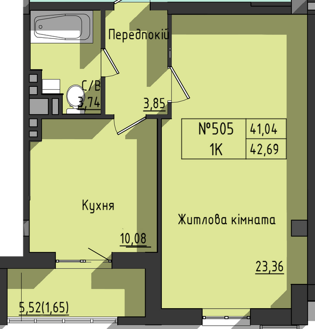 1-комнатная 42.69 м² в ЖК Сокол от 32 350 грн/м², Одесса