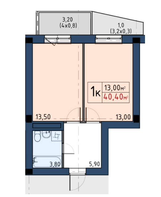 1-комнатная 40.4 м² в ЖК Власна квартира от застройщика, Киев