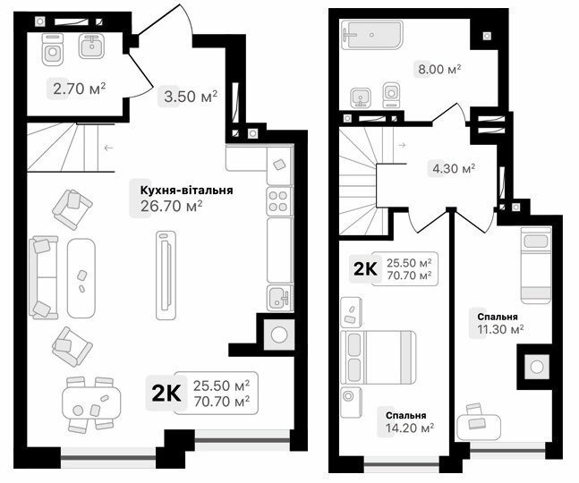 Двухуровневая 70.7 м² в ЖК Auroom City от 18 650 грн/м², Львов