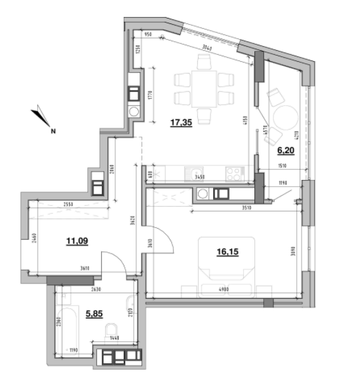 1-комнатная 56.64 м² в ЖК Ярославенка от 49 621 грн/м², Львов
