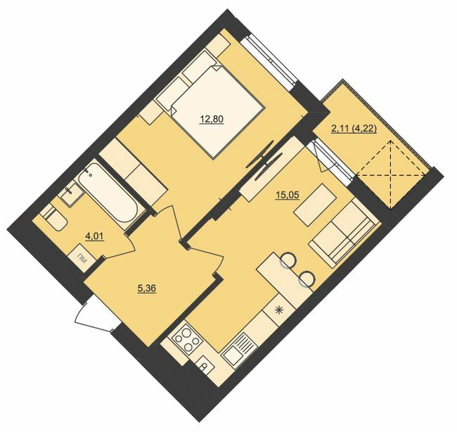 1-комнатная 39.33 м² в ЖК Mill Town от 46 300 грн/м², Львов