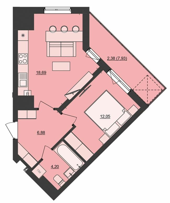 1-комнатная 44.2 м² в ЖК Mill Town от 46 300 грн/м², Львов