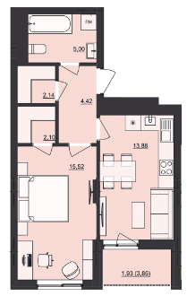 1-кімнатна 44.99 м² в ЖК Mill Town від 46 300 грн/м², Львів