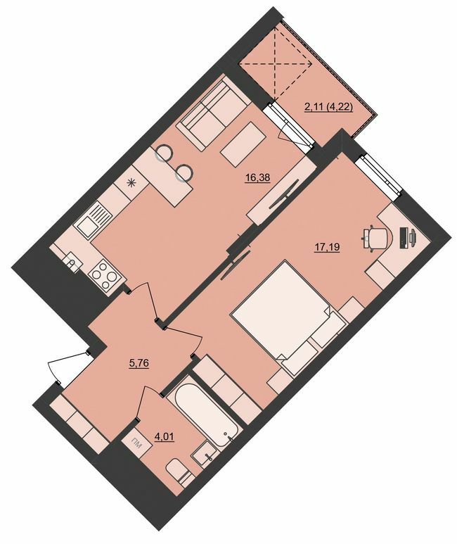 1-комнатная 45.45 м² в ЖК Mill Town от 46 300 грн/м², Львов