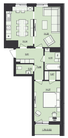 2-кімнатна 59.63 м² в ЖК Mill Town від 40 150 грн/м², Львів