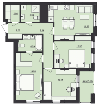 3-комнатная 84.78 м² в ЖК Mill Town от 40 650 грн/м², Львов