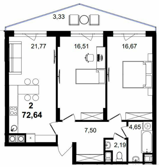 2-комнатная 72.64 м² в ЖК Tiffany apartments от 31 050 грн/м², Львов