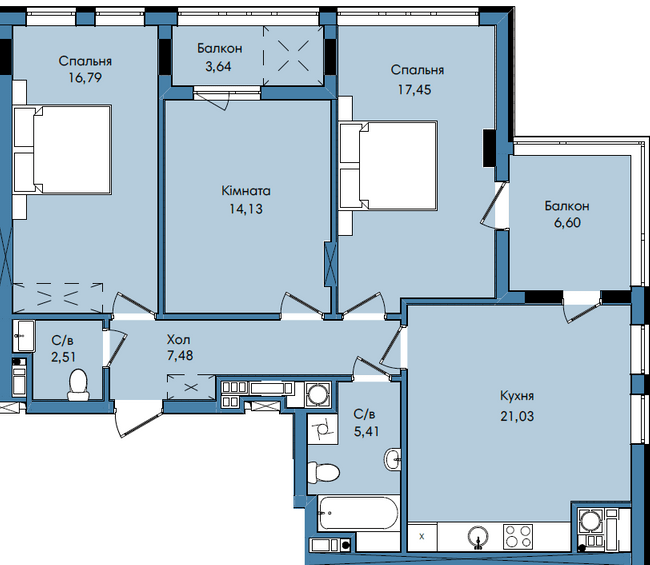3-комнатная 95.04 м² в ЖК Washington City от 29 000 грн/м², Львов