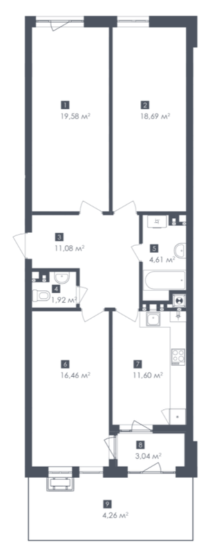 3-кімнатна 91.24 м² в ЖК Малоголосківські пагорби від 24 550 грн/м², Львів