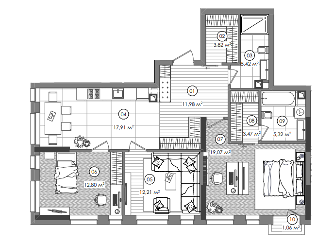 3-кімнатна 92.32 м² в ЖК Creator City від 48 093 грн/м², Київ