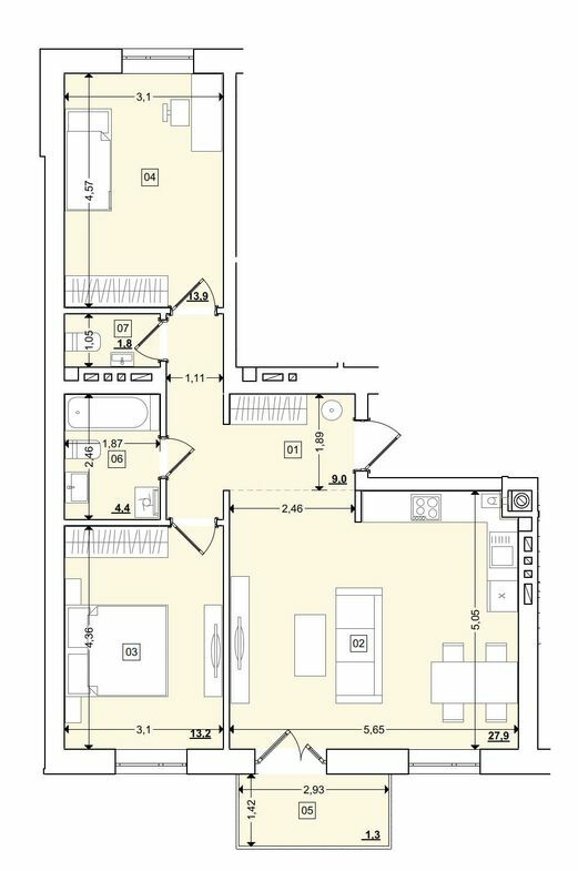 2-комнатная 72.43 м² в ЖК Этно Дом от 16 900 грн/м², с. Горишний